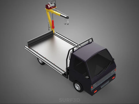 REAR MOUNTED BOOM CRANE HOIST WINCH LIFTING FLATBED TRUCK PICKUP 3D Model