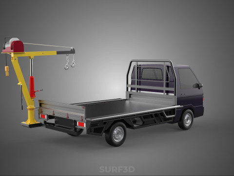 REAR MOUNTED BOOM CRANE HOIST WINCH LIFTING FLATBED TRUCK PICKUP 3D Модель