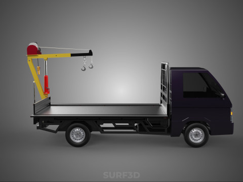 REAR MOUNTED BOOM CRANE HOIST WINCH LIFTING FLATBED TRUCK PICKUP 3D Модель