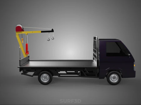 REAR MOUNTED BOOM CRANE HOIST WINCH LIFTING FLATBED TRUCK PICKUP 3D Model