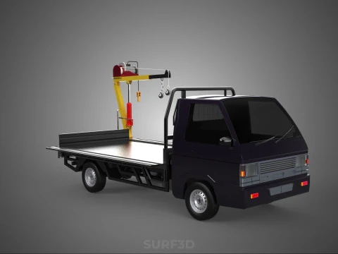 REAR MOUNTED BOOM CRANE HOIST WINCH LIFTING FLATBED TRUCK PICKUP 3D Model