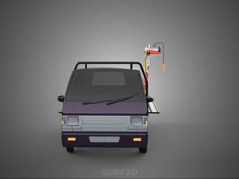 REAR MOUNTED BOOM CRANE HOIST WINCH LIFTING FLATBED TRUCK PICKUP 3D Model