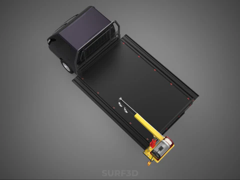REAR MOUNTED BOOM CRANE HOIST WINCH LIFTING FLATBED TRUCK PICKUP 3D Model