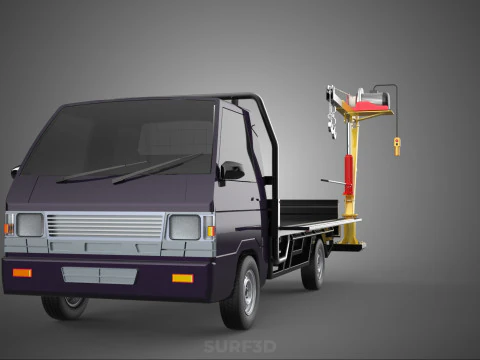 REAR MOUNTED BOOM CRANE HOIST WINCH LIFTING FLATBED TRUCK PICKUP 3D Model