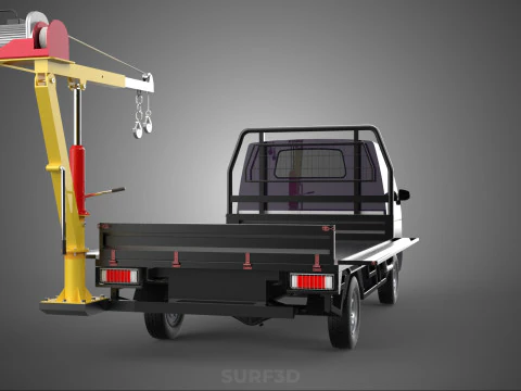 REAR MOUNTED BOOM CRANE HOIST WINCH LIFTING FLATBED TRUCK PICKUP 3D Model