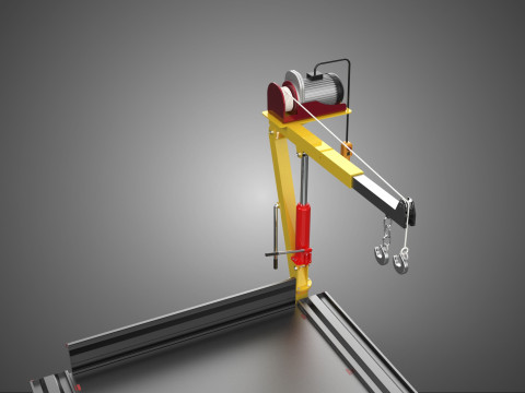 REAR MOUNTED BOOM CRANE HOIST WINCH LIFTING FLATBED TRUCK PICKUP 3D Модель
