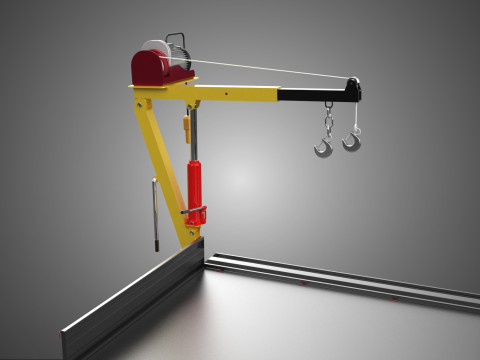 REAR MOUNTED BOOM CRANE HOIST WINCH LIFTING FLATBED TRUCK PICKUP 3D Модель