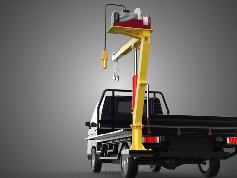 REAR MOUNTED BOOM CRANE HOIST WINCH LIFTING FLATBED TRUCK PICKUP 3D Модель