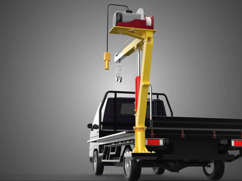 REAR MOUNTED BOOM CRANE HOIST WINCH LIFTING FLATBED TRUCK PICKUP 3D Model
