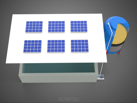 SOLAR CELL RECIRCULATION PUMP WATER FILTER FISH POND AQUACULTURE Modello 3D
