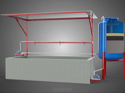 SOLAR CELL RECIRCULATION PUMP WATER FILTER FISH POND AQUACULTURE Modello 3D