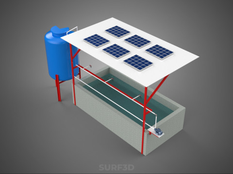SOLAR CELL RECIRCULATION PUMP WATER FILTER FISH POND AQUACULTURE Modello 3D