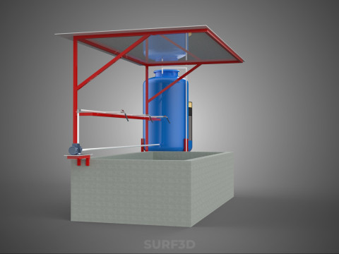 SOLAR CELL RECIRCULATION PUMP WATER FILTER FISH POND AQUACULTURE Modello 3D