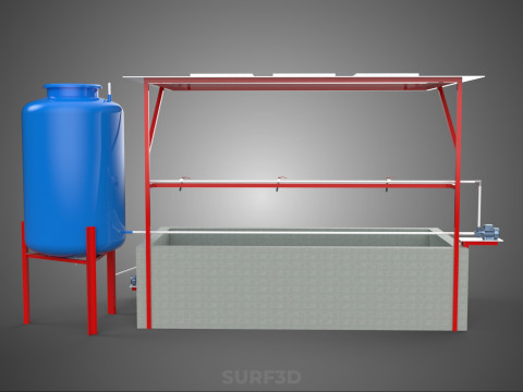 SOLAR CELL RECIRCULATION PUMP WATER FILTER FISH POND AQUACULTURE Modello 3D