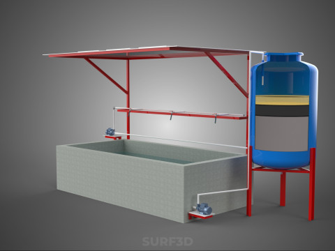 SOLAR CELL RECIRCULATION PUMP WATER FILTER FISH POND AQUACULTURE Modello 3D