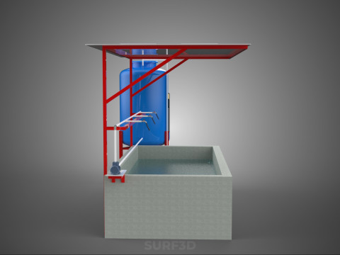 SOLAR CELL RECIRCULATION PUMP WATER FILTER FISH POND AQUACULTURE Modello 3D