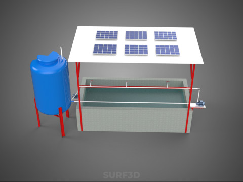 SOLAR CELL RECIRCULATION PUMP WATER FILTER FISH POND AQUACULTURE Modello 3D