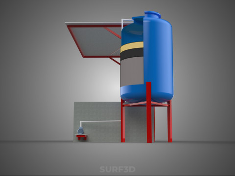 SOLAR CELL RECIRCULATION PUMP WATER FILTER FISH POND AQUACULTURE Modello 3D