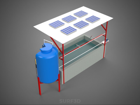 SOLAR CELL RECIRCULATION PUMP WATER FILTER FISH POND AQUACULTURE Modello 3D