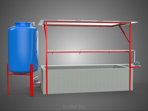 SOLAR CELL RECIRCULATION PUMP WATER FILTER FISH POND AQUACULTURE Modello 3D