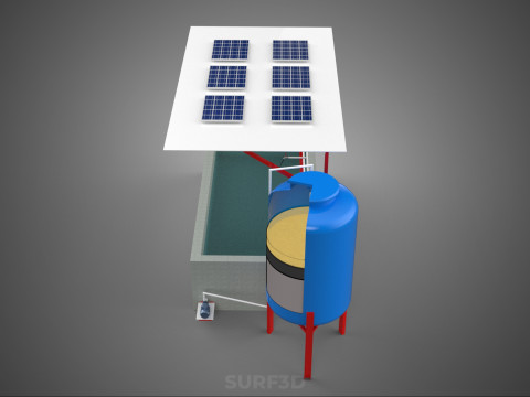 SOLAR CELL RECIRCULATION PUMP WATER FILTER FISH POND AQUACULTURE Modello 3D
