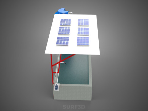 SOLAR CELL RECIRCULATION PUMP WATER FILTER FISH POND AQUACULTURE Modello 3D