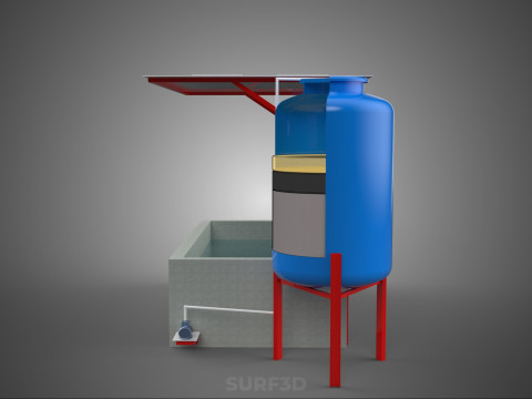 SOLAR CELL RECIRCULATION PUMP WATER FILTER FISH POND AQUACULTURE Modello 3D