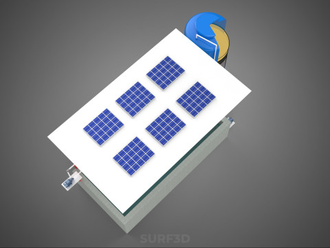SOLAR CELL RECIRCULATION PUMP WATER FILTER FISH POND AQUACULTURE Modello 3D