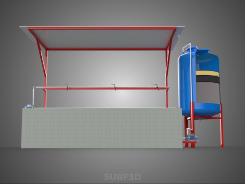 SOLAR CELL RECIRCULATION PUMP WATER FILTER FISH POND AQUACULTURE Modello 3D