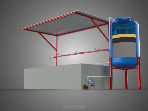 SOLAR CELL RECIRCULATION PUMP WATER FILTER FISH POND AQUACULTURE Modello 3D