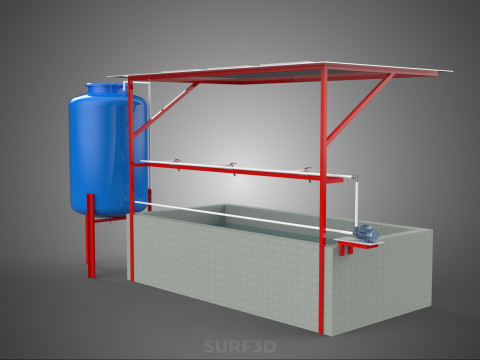 SOLAR CELL RECIRCULATION PUMP WATER FILTER FISH POND AQUACULTURE Modello 3D
