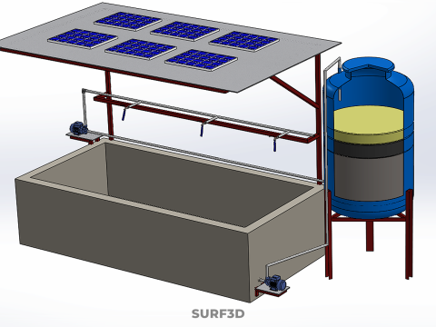 SOLAR CELL RECIRCULATION PUMP WATER FILTER FISH POND AQUACULTURE Modello 3D