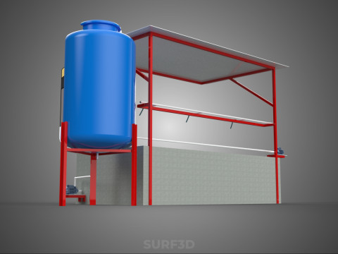 SOLAR CELL RECIRCULATION PUMP WATER FILTER FISH POND AQUACULTURE Modello 3D