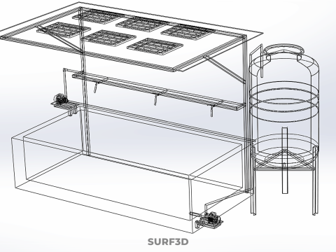 SOLAR CELL RECIRCULATION PUMP WATER FILTER FISH POND AQUACULTURE Modello 3D