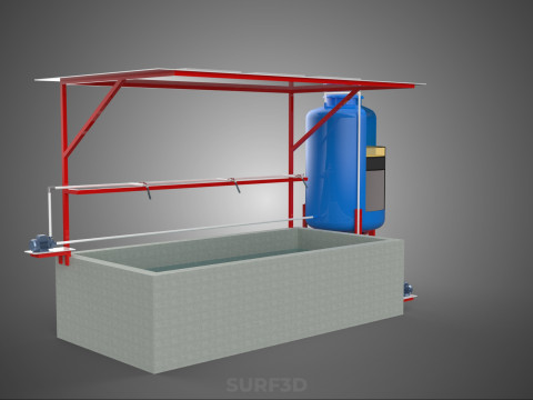 SOLAR CELL RECIRCULATION PUMP WATER FILTER FISH POND AQUACULTURE Modello 3D