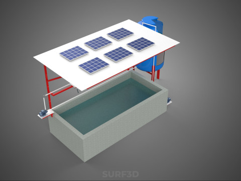 SOLAR CELL RECIRCULATION PUMP WATER FILTER FISH POND AQUACULTURE Modello 3D