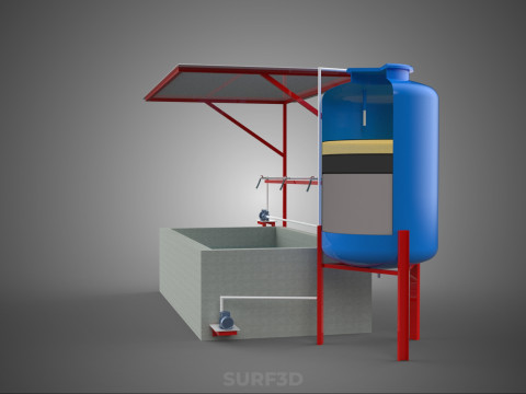 SOLAR CELL RECIRCULATION PUMP WATER FILTER FISH POND AQUACULTURE Modello 3D