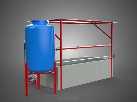 SOLAR CELL RECIRCULATION PUMP WATER FILTER FISH POND AQUACULTURE Modello 3D