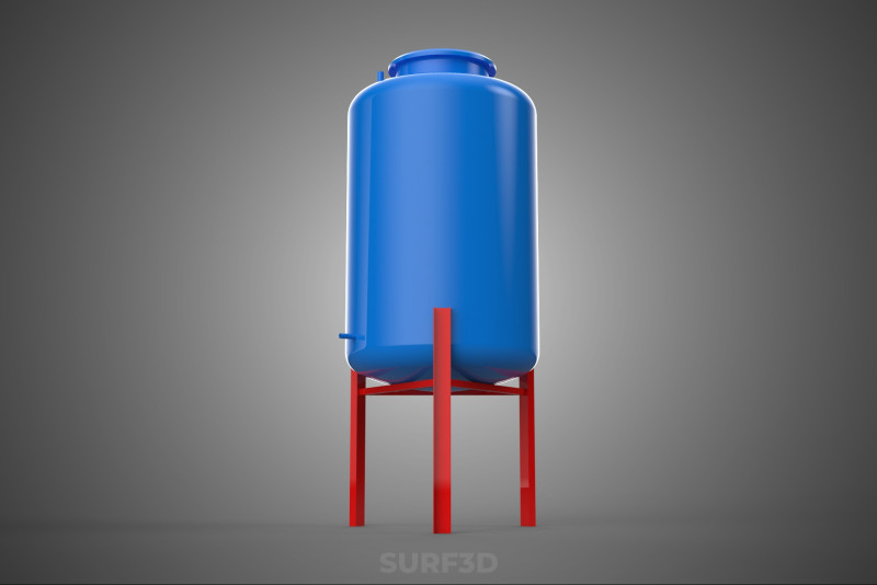 ELEVATED BLUE WATER STORAGE CONTAINER TANK STAND STRUCTURE FRAME 3D Model .c4d .max .obj .3ds .fbx .stl .blend