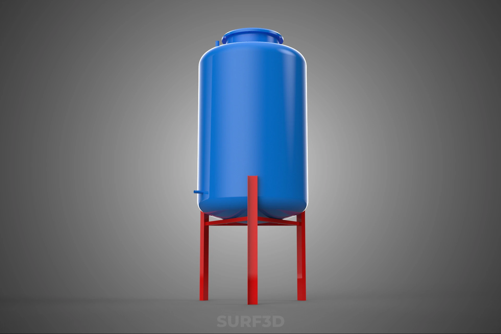 ELEVATED BLUE WATER STORAGE CONTAINER TANK STAND STRUCTURE FRAME 3D Model .c4d .max .obj .3ds .fbx .stl .blend 