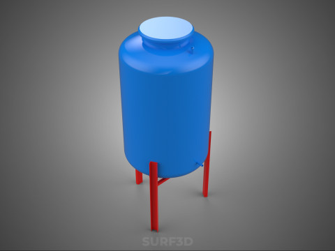 ELEVATED BLUE WATER STORAGE CONTAINER TANK STAND STRUCTURE FRAME 3D Model