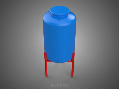 ELEVATED BLUE WATER STORAGE CONTAINER TANK STAND STRUCTURE FRAME 3D Model