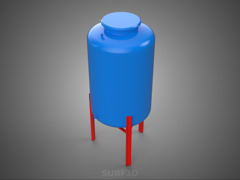 ELEVATED BLUE WATER STORAGE CONTAINER TANK STAND STRUCTURE FRAME 3D Model