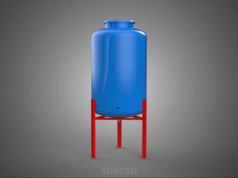 ELEVATED BLUE WATER STORAGE CONTAINER TANK STAND STRUCTURE FRAME 3D Model