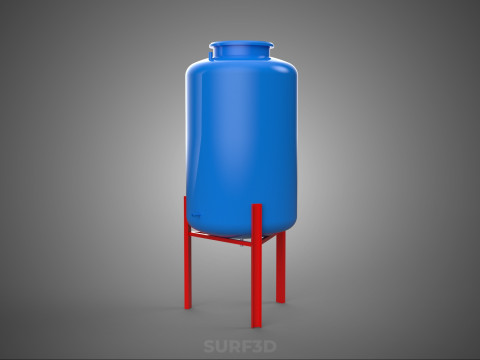 ELEVATED BLUE WATER STORAGE CONTAINER TANK STAND STRUCTURE FRAME 3D Model
