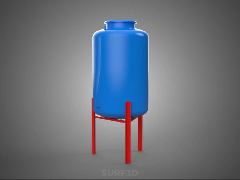 ELEVATED BLUE WATER STORAGE CONTAINER TANK STAND STRUCTURE FRAME 3D Model