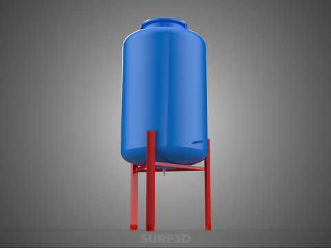 ELEVATED BLUE WATER STORAGE CONTAINER TANK STAND STRUCTURE FRAME 3D Model