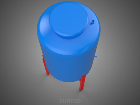 ELEVATED BLUE WATER STORAGE CONTAINER TANK STAND STRUCTURE FRAME 3D Model