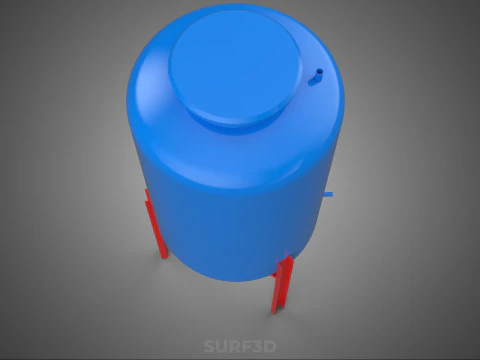 ELEVATED BLUE WATER STORAGE CONTAINER TANK STAND STRUCTURE FRAME 3D Model