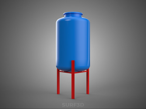 ELEVATED BLUE WATER STORAGE CONTAINER TANK STAND STRUCTURE FRAME 3D Model